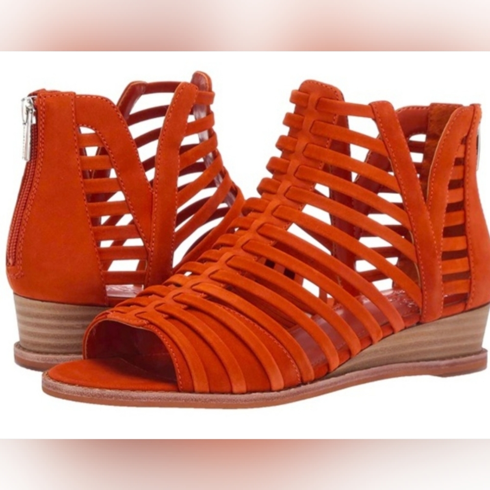 NWOB Vince Camuto Revy Burnt Orange Gladiator Wedge Sandals Size 8.5